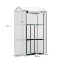 Outsunny Kas met 3-laags Schap, UV-bestendige Plastic Afdekking, Roldeur, 100 x 40 x 150 cm, Wit(m-3)
