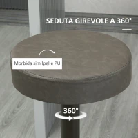 HOMCOM Set 2 Sgabelli da Bar Girevoli con Poggiapiedi e Altezza Regolabile, 35x36x64-85cm, Grigio(m-6)
