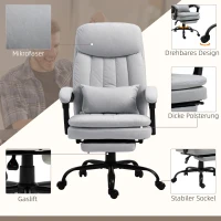 Vinsetto Bureaustoel met Massage- en Verwarmingsfunctie, Verstelbaar, tot 120 kg, 66 x 67 x 110-118 cm, Grijs(m-7)