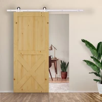 HOMCOM Set pentru Ușă Glisantă cu Șină de 183 cm, Role și Accesorii Incluse, Alb(m-9)