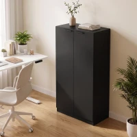 HOMCOM 120 cm Tall Storage Cabinet Cupboard, 3-Tier File Organiser Wooden Filing Cabinet, Black(m-13)