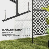 Outsunny Ruimteverdeler voor buiten, metalen wandscherm voor terras, veranda, tuin, vrijstaand klimrooster, staal, zwart(m-5)