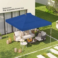 Outsunny Gazebo Roof Replacement UV50+ Waterproof Pop Up Canopy Cover with 8 Drainage Holes 3 x 3 m Blue(m-2)