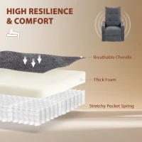 HOMCOM Recliner Armchair, Chenille Recliner Chair with Massage and Heat, 360° Swivel Rocking Manual Recliner, Dark Grey(m-7)