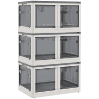 HOMCOM Opbergdoos, set van 3, inklapbaar, met wielen, 60 x 42 x 34 cm, wit