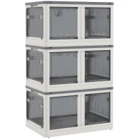 HOMCOM Opbergdoos, set van 3, inklapbaar, met wielen, 60 x 42 x 34 cm, wit(m-1)