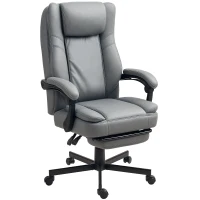 HOMCOM Bureaustoel met Massagefunctie, In Hoogte Verstelbare Bureaustoel met Kantelbare Rugleuning, Gestoffeerd, Met Wielen, Grijs(m-10)