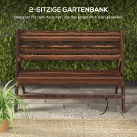 Outsunny Tuinbank voor 2 personen, rustiek ontwerp, inklapbaar, natuurlijk hout, 122 x 63 x 83 cm, gebrande afwerking(m-4)
