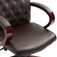 Vinsetto High Back Executive Office Chair Swivel Computer Desk Armchair Tilting Seat Height Adjustable Ergonomic Bonded Leather Wooden Base (Brown)(m-9)