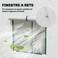 Outsunny Serra per Piante con 2 Finestre Laterali a Rete e Ingresso Avvolgibile, in PE e Acciaio, 196x77x197 cm, Bianco(m-6)