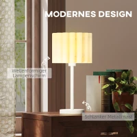 HOMCOM Bureaulamp in retrostijl, Nachttafellamp, Kunststof kap, Knopschakelaar, Wit(m-4)