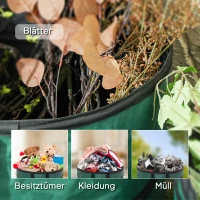 Outsunny Tuinafvalzak 4x86L Waterdicht met Draagschlaufen & Handvatten, Stabiel Robuust Groen(m-9)