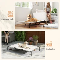 PawHut Hondenligbed Outdoor, Verhoogd hondenbed voor grote honden, met stalen frame, ademend netweefsel, 152x94x23 cm, Beige(m-6)