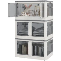 HOMCOM Opbergdoos, set van 3, inklapbaar, met wielen, 60 x 42 x 34 cm, wit(m-10)