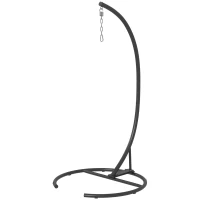 Outsunny Hanging Hammock Chair Stand with Round Base, C Hanging Swing Stand Frame for Swing/Egg/Hammock Chair, Indoor & Outdoor, Heavy Duty 330 lbs, Black(m-11)