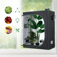Outsunny Grow Tent Reflective Mylar Hydroponic with Adjustable Vents and Floor Tray for Indoor Plant Growing, 120 x 60 x 150 cm (47" x 23.5" W x 59")(m-2)