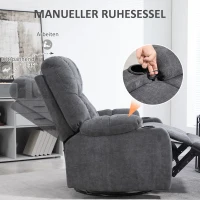 HOMCOM Relaxfauteuil met voetsteun, ligstoel, draaibaar, tot 150 kg, stalen frame, 88x96x108 cm, donkergrijs(m-4)