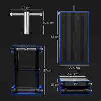 DURHAND Cavalletto Alzamoto Pieghevole e Antiscivolo in Acciaio e Gomma, 48x22.5x10-37 cm, Blu e Nero(m-3)
