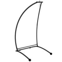 Outsunny Hammock Chair Stand, C Shape Hanging Heavy Duty Metal Frame Hammock Stand for Hanging Hammock Air Porch Swing Chair, Indoor & Outdoor Use, Black(m-1)