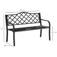 Outsunny tuinbank 2 zits metaal zwart 128 x 58.5 x 89 cm(m-3)