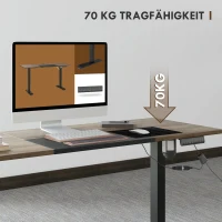 Vinsetto elektrisch bureau computertafel in hoogte verstelbaar metaal naturel zwart(m-9)