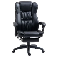 Vinsetto bureaustoel stoel directiestoel draaibare stoel met massagefunctie ligfunctie kunstleer schuim PP kunststof nylon zwart 68,5 x 68,5 x 119-127 cm(m-11)