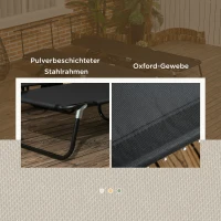 Outsunny Set van 2 inklapbare ligbedden met zonnedak, 5-standen verstelbare rugleuning Zwart(m-7)
