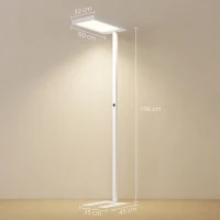 HOMCOM LED-vloerlamp, oogvriendelijk licht, vloerlamp met afstandsbediening, verstelbare helderheid, kunststof, metaal, wit(m-3)
