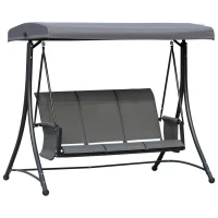 Outsunny 3-personen tuinschommelbank aluminium met zonnedak, grijs(m-1)
