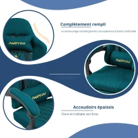 Chaise gaming avec repose-pieds, coussin doux pour la nuque et les lombaires, coussins de soutien amovibles, 60x60x122 cm, Bleu marine(m-8)