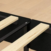 HOMCOM Estrado Estofado 140x190 cm, Estrutura de Cama com Revestimento em Chenille, 10 Ripas de Madeira, 9 Pés Estáveis, Cinza(m-8)