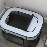 PawHut Parc pliable pour animaux de compagnie parc pour chiots en tissu Oxford avec fenêtres et portes sac de rangement gris(m-12)