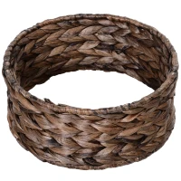 PawHut Waterhyacint kattenmand met kussen, kattenbed, huisdierbed, 50 cm x 42 cm x 60 cm, bruin+beige(m-8)