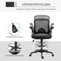 Vinsetto Mesh tekenstoel Ergonomische bureaustoel met zwenkwielen Zwart(m-4)