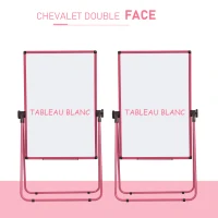 HOMCOM Chevalet de conférence pliable - tableau blanc magnétique double face - pivotant, réglable en hauteur 73L x 45l x 92-158H cm - rose(m-6)