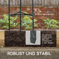 Outsunny latwerk, set van 3 stuks, plantenhouder, steunpalen voor tuinplanten, tomatenkooi voor klimplanten, staal, groen, 38 x 38 x 182 cm(m-6)