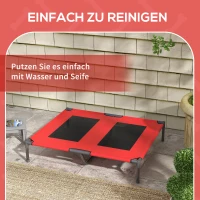 PawHut Hondenbed, Hondenligbed, Robuust, Verhoogd & Weerbestendig, tot 50 kg, 92x76x18cm, Rood(m-6)