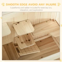 PawHut Wooden Hamster Cage with Storage Shelf, Small Animal Exercise Play House Gerbil Cage with Openable Top, Ramp for Gerbils, Drawf Hamsters, 60 x 40 x 80 cm - Natural(m-4)