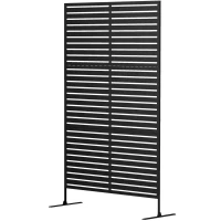 Outsunny Buitenruimteverdeler van Metaal, Lamellenontwerp, Decoratieve Scheidingswand voor Terras, Tuin, Balkon, Zwart(m-10)
