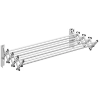 HOMCOM Handtuchhalter, Aluminium, verstellbar, für Innen- und Außenbereich, Silber(m-1)