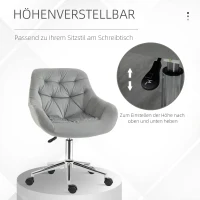 Vinsetto computerstoel in hoogte verstelbare kantoorstoel schuimstof metaal polyester grijs(m-4)
