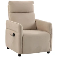 HOMCOM Recliner Armchair, Push Back Recliner Chair with Massage & Heat, Adjustable Armrests, Dual Side Pockets, Beige(m-15)