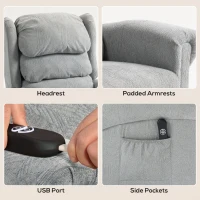 HOMCOM Velvet-Feel Electric Riser Recliner Chair - Grey(m-6)