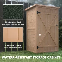 Outsunny Wooden Small Shed, Garden Storage Shed with Shelves and Bolt Latch, 75L x 56W x115H cm, Natural(m-5)