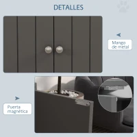 PawHut Comedero Elevado para Perros Grandes con 2 Cuencos de 2000ml y Almacenamiento Oculto 60x30x35,5 cm Gris(m-6)