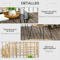 Outsunny Conjunto de Muebles de Jardín 4 Piezas con Sofá Sillones y Mesa de Centro Resina Trenzada PE y Cojines(m-6)