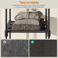 HOMCOM Armario de Ropa 182x43x185 cm Armario Abierto con 8 Estantes de Tela Barras para Colgar Marco de Metal Negro(m-6)