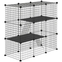 PawHut Recinto para Animais Pequenos com 31 Painéis Recinto para Animais de Estimação Personalizável com Rampas e Portas 105x45(m-1)