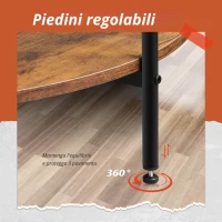 Tavolino rotondo a due livelli, ampio spazio contenitivo, gambe regolabili, 83x83x44,5 cm, Marrone(m-6)