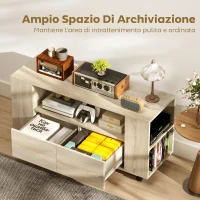 HOMCOM Mobile Porta TV da 42" con Ruote Girevoli e Freno, Ripiani Regolabili e Cassetti, 102x34.5x48.5 cm, Legno(m-5)